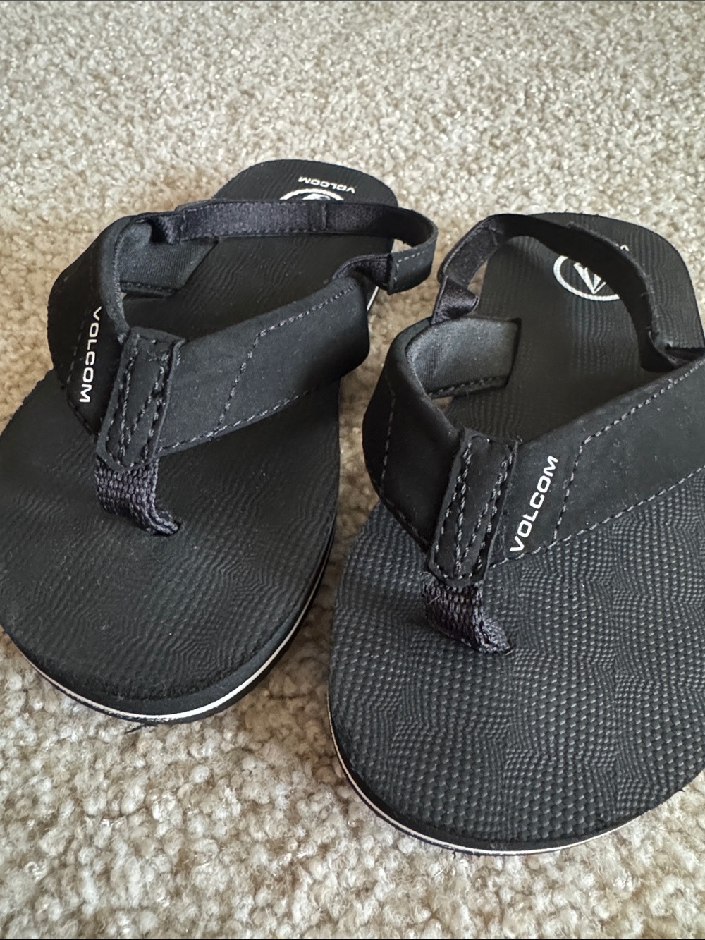 Black Volcom Flip Flops with Back Straps